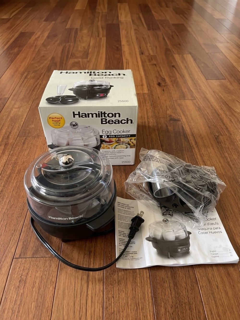 Hamilton Beach Black Egg Cooker with Clear Lid